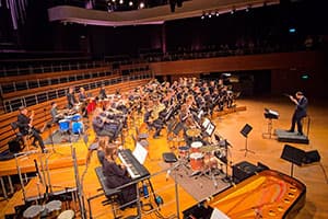 Miko Moon during a performance with orchestra.
