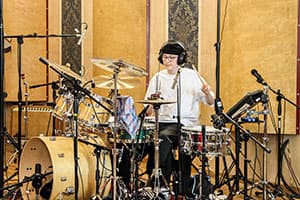 Miko Moon during a recording session.