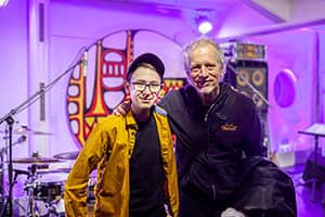 Miko Moon with drum teachers.