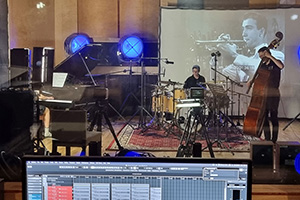 Miko Moon recording session for the Jazz Refresh project in a recording studio.