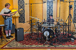 Miko Moon drum recording session in the studio.