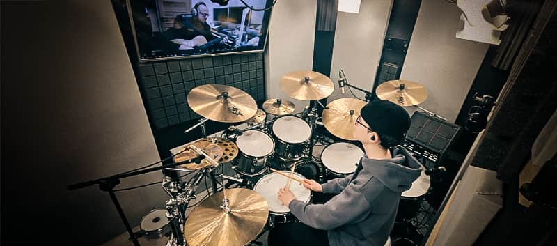 Miko Moon working in the studio.