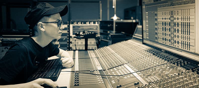 Miko Moon in the studio control room.