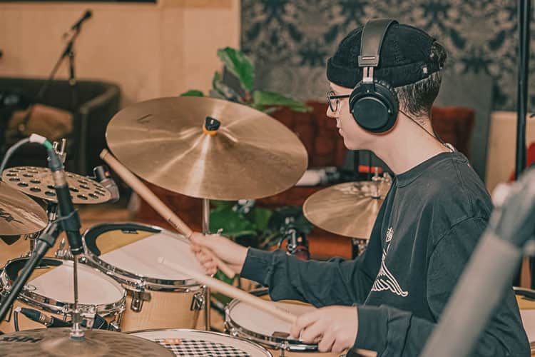 Miko Moon at studio equipment.
