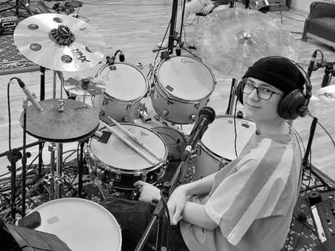 Miko Moon at the drum kit