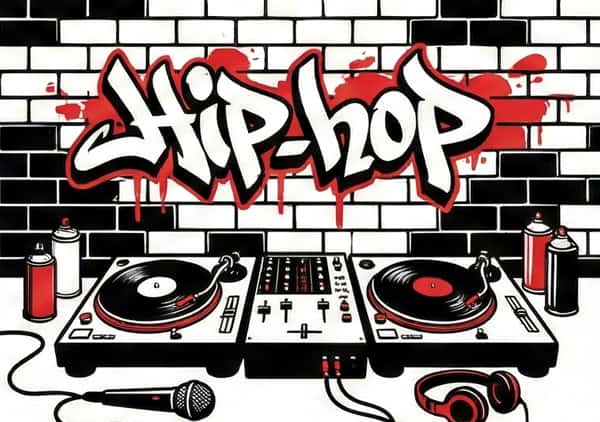 Illustration of a hip-hop playlist.