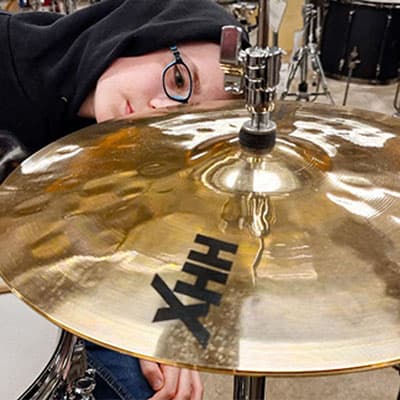 Sabian HHX cymbal mounted on a stand.