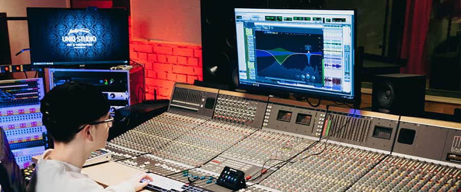Computer workstation for working with music software.